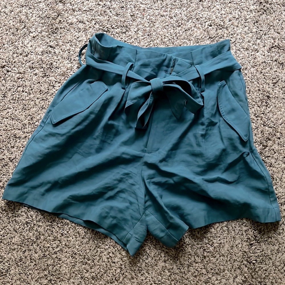 Turquoise Green Flowy Shorts, Belt that Ties, Size 10, Target